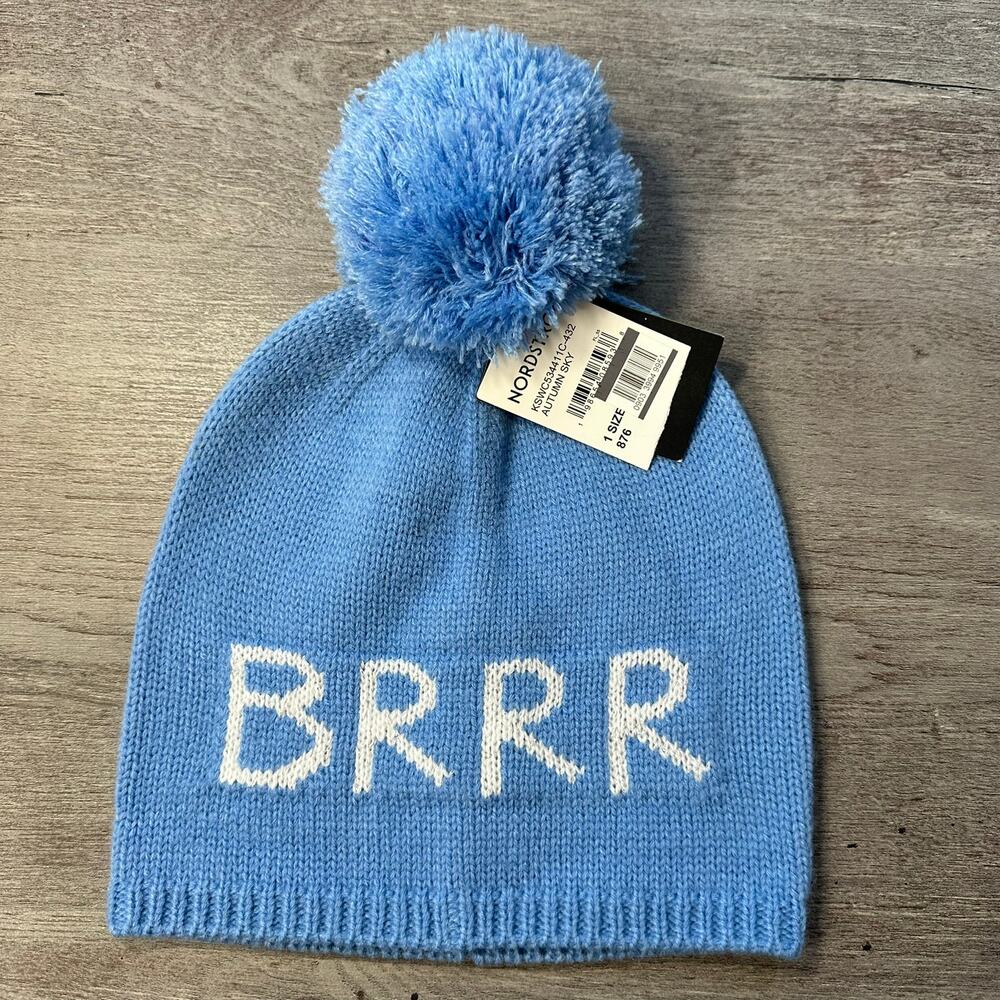 NWT Kate Spade New York BRRR Beanie Blue Pom Pom OS